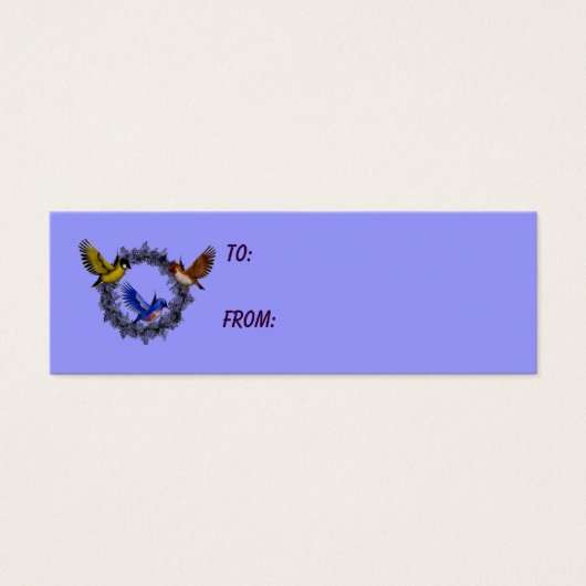 Vogels op Paarse bloemkrans Foto Gift Label Mini Visitekaartjes (Voorkant)