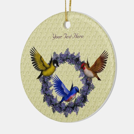 Vogels op Paarse sierplanten Keramisch Ornament (Links)