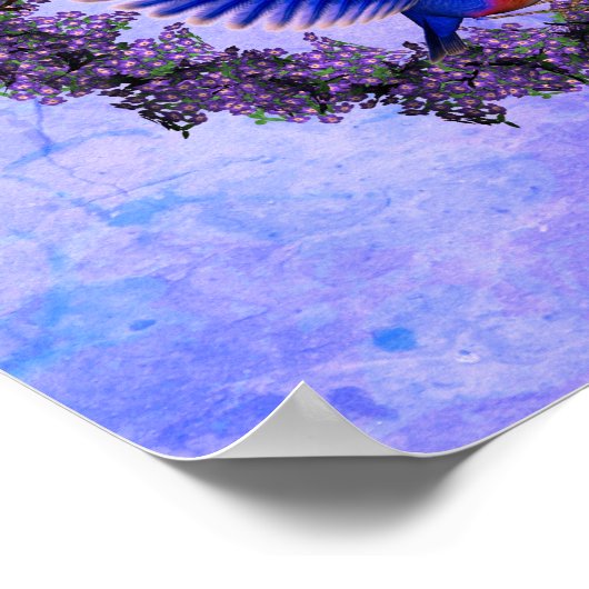 Vogels op Paarse ventilator, groot, aangepast Poster (Hoek)