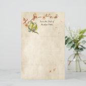 vogels op perzikbomen op perkament met naam briefpapier (Staand voorkant)