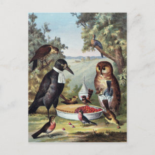 Vogels op Picknick, Schilderij, Reproductie, Briefkaart