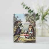 vogels op picknick, schilderij, voortplanting, briefkaart (Staand voorkant)