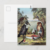 vogels op picknick, schilderij, voortplanting, briefkaart (Voorkant / Achterkant)