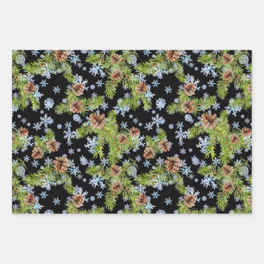 Vogels op pine Tree Natural Setting 3 Coördinaten Inpakpapier Vel (Voorkant 2)