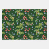 Vogels op pine Tree Natural Setting 3 Coördinaten Inpakpapier Vel (Voorkant)