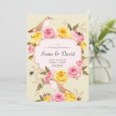 Vogels op Rozen Bewaar de datum Save The Date (Staand voorkant)