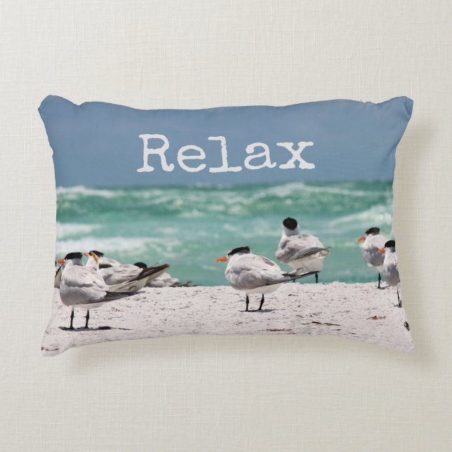 Vogels op strand Relax Accent Kussen (Voorkant)