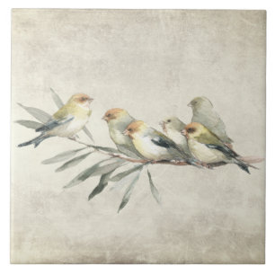 Vogels op tak aquarellen rustiek tegeltje