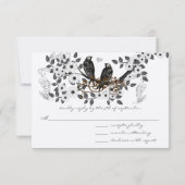 Vogels op Tak Witte Kersenbloesems RSVP Kaartje (Achterkant)