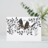 Vogels op Tak Witte Kersenbloesems RSVP Kaartje (Staand voorkant)