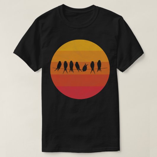 Vogels op touw t-shirt (Design voorkant)