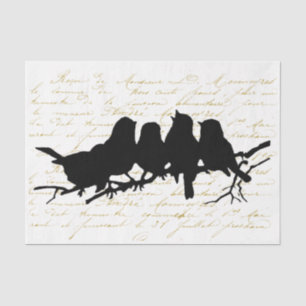 Vogels op vertakking Black Silhouette Decoupage Fr Tissuepapier