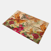 Vogels op vertakking Blauwgroen, Oranje, Geel Onth Deurmat (Schuin)