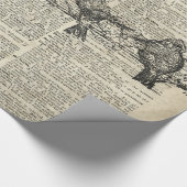 Vogels op vertakkingsplaat  boven de oude boekpagi cadeaupapier (Hoek)