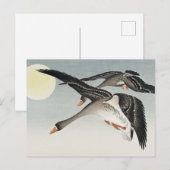 Vogels op volle maan schilderij van Ohara Koson Briefkaart (Voorkant / Achterkant)