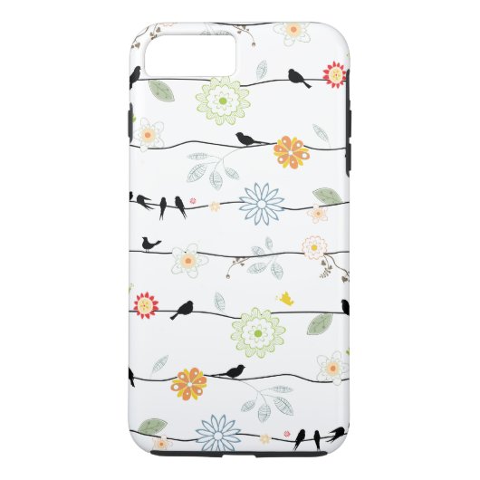 Vogels op wijnstokken met bloemen Case-Mate iPhone case (Achterkant)