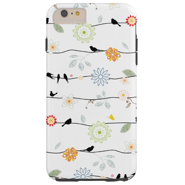 Vogels op wijnstokken met bloemen Case-Mate iPhone case (Achterkant)