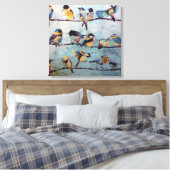 Vogels op Wire Canvas Print (Insitu (Slaapkamer))