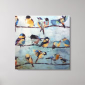 Vogels op Wire Canvas Print (Voorkant)