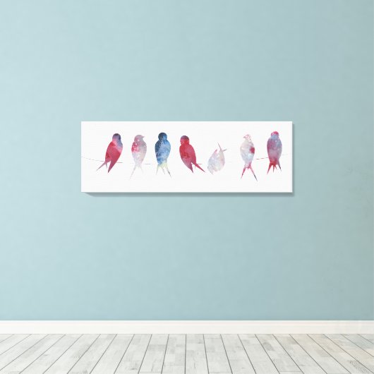 Vogels op Wire wrapped canvas (Insitu (Houten vloer))