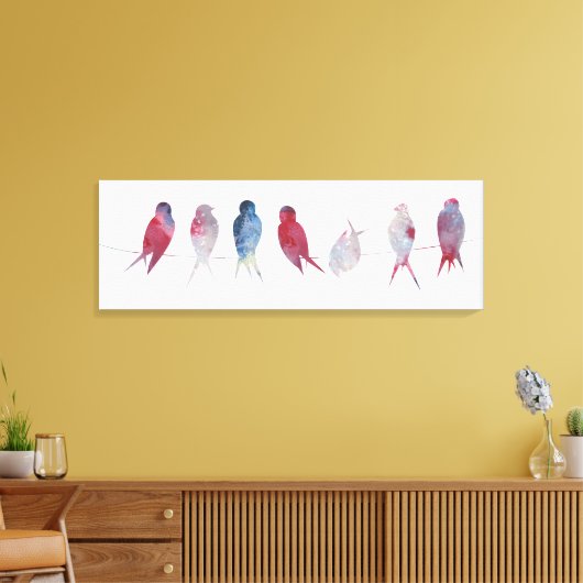 Vogels op Wire wrapped canvas (Insitu (Woonkamer))
