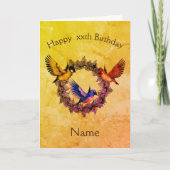 Vogels op Wreats Personalized Birthday Kaart (Voorkant)