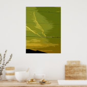 Vogels op zonsondergang poster (Keuken)