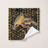 Vogels op zwart en goud Elegant Bad Handdoek (Wasdoekje)