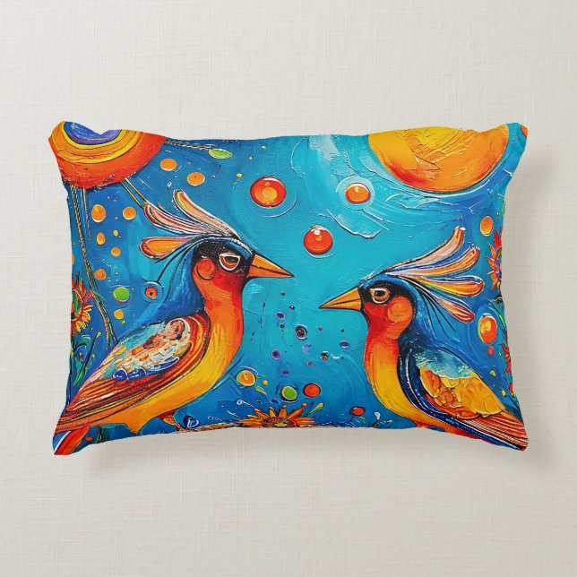 Vogels ornament accent kussen (Voorkant)