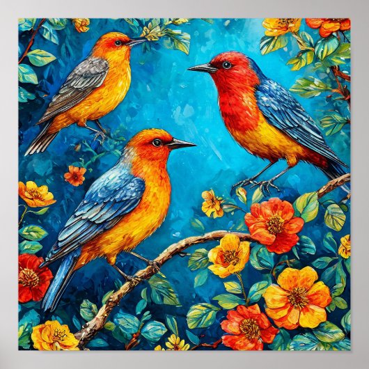 Vogels ornament poster (Voorkant)