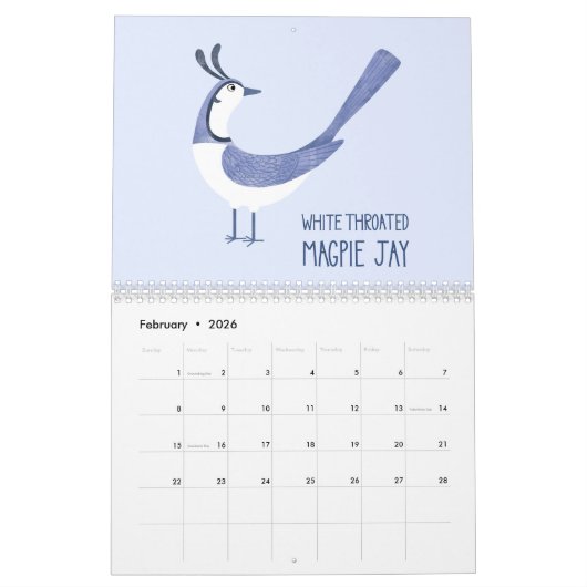 Vogels over de hele wereld Kunst Kalender (Feb 2026)