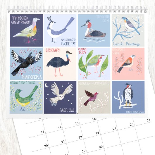 Vogels over de hele wereld Kunst Kalender