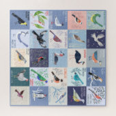 Vogels over de hele wereld Waterverf kunst Legpuzzel (Horizontaal)