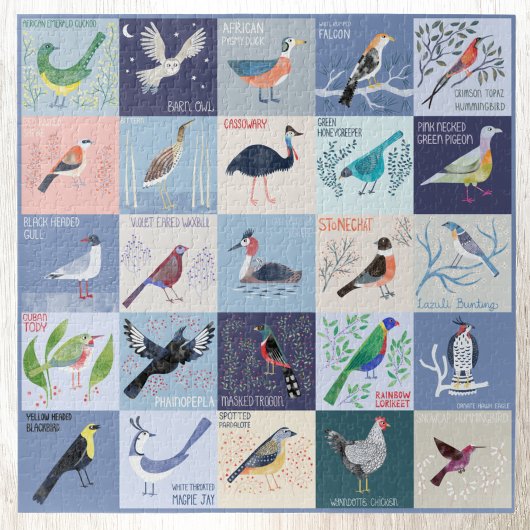 Vogels over de hele wereld Waterverf kunst Legpuzzel