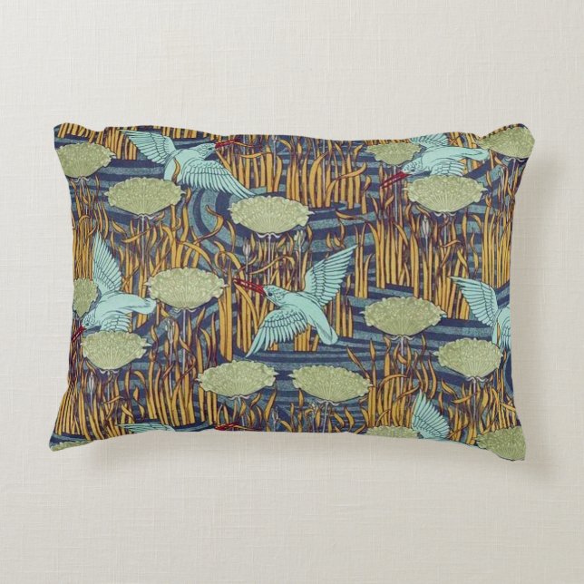 Vogels over de plas  Art Nouveau Accent Kussen (Achterkant)