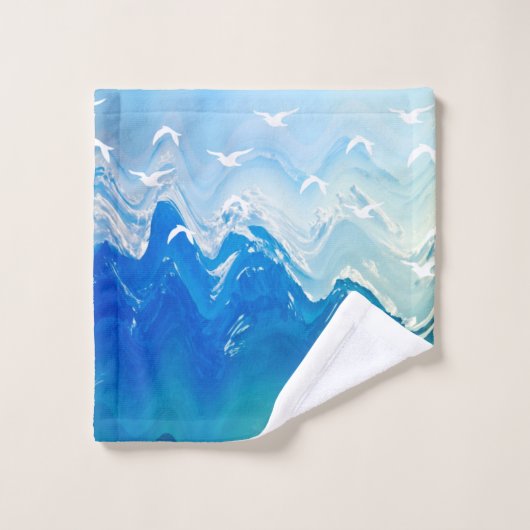 Vogels over de Zee Waves Bad Handdoek (Wasdoekje)