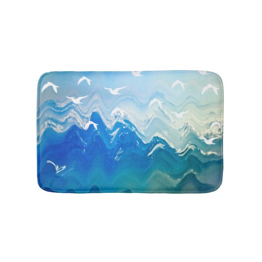 Vogels over de Zee Waves Badmat (Voorkant)