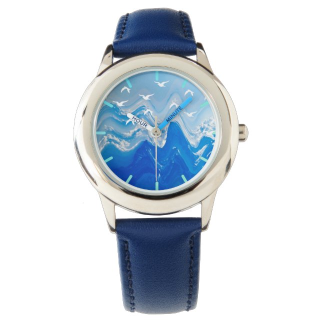 Vogels over de Zee Waves Horloge (Voorkant)