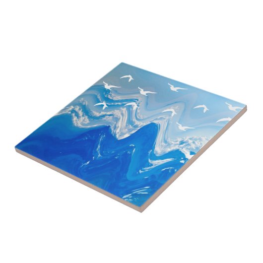 Vogels over de Zee Waves Tegeltje (Zijkant)