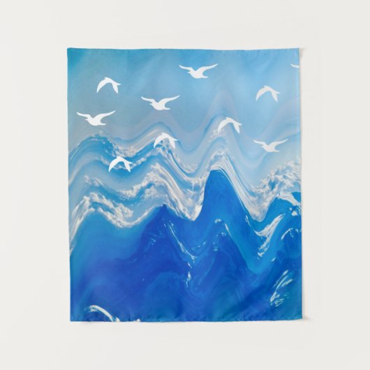 Vogels over de Zee Waves Wandkleed (Voorkant)