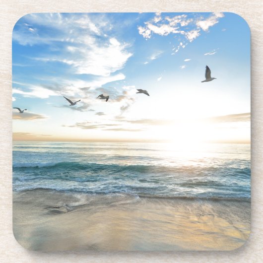 vogels over het strand bier onderzetter (Voorkant)