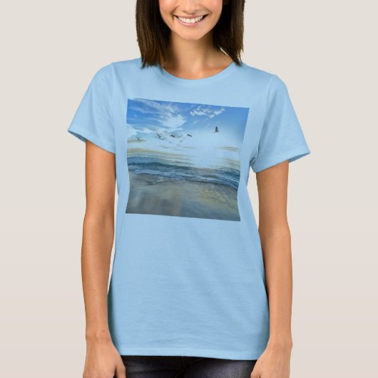 vogels over het strand t-shirt (Voorkant)