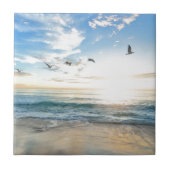 vogels over het strand tegeltje (Voorkant)