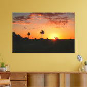 Vogels oversteken bij zonsondergang canvas afdruk (Insitu (Woonkamer))