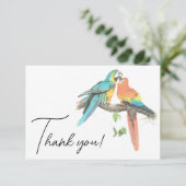 Vogels Paar Kleurrijke Tropische Elegant Bedankkaart (Staand voorkant)