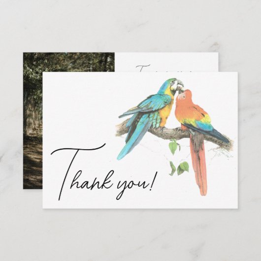 Vogels Paar Kleurrijke Tropische Elegant Bedankkaart (Voorkant / Achterkant)