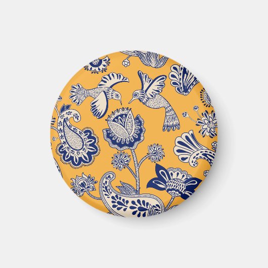 Vogels Paisley Flowers  Patroon Magneet (Voorkant)