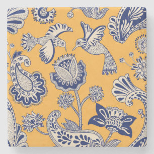 Vogels Paisley Flowers Patroon Stenen Onderzetter