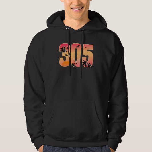 Vogels Palmbomen en stranden in Miami 305 Hoodie (Voorkant)