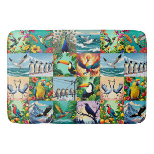 Vogels Patchwork Patroon  Badmat